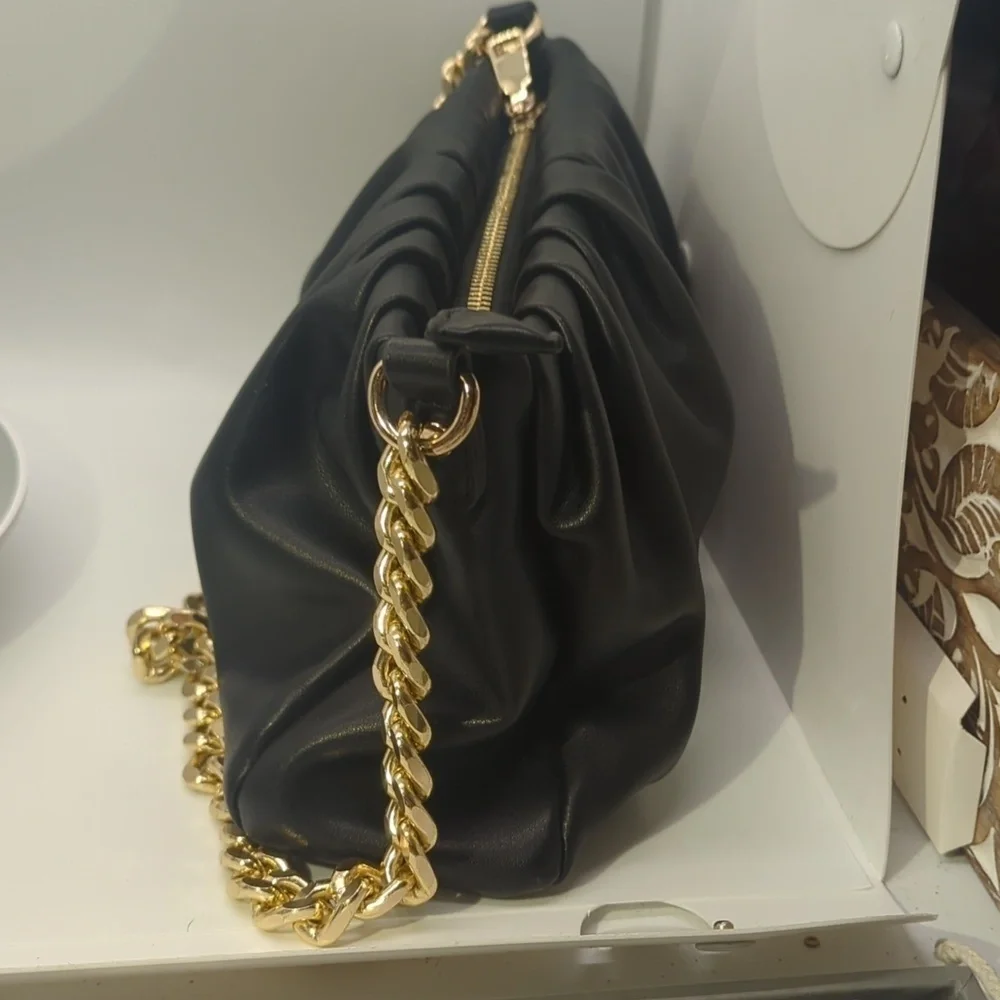 NWOT Madison West Rusched Bag in Black